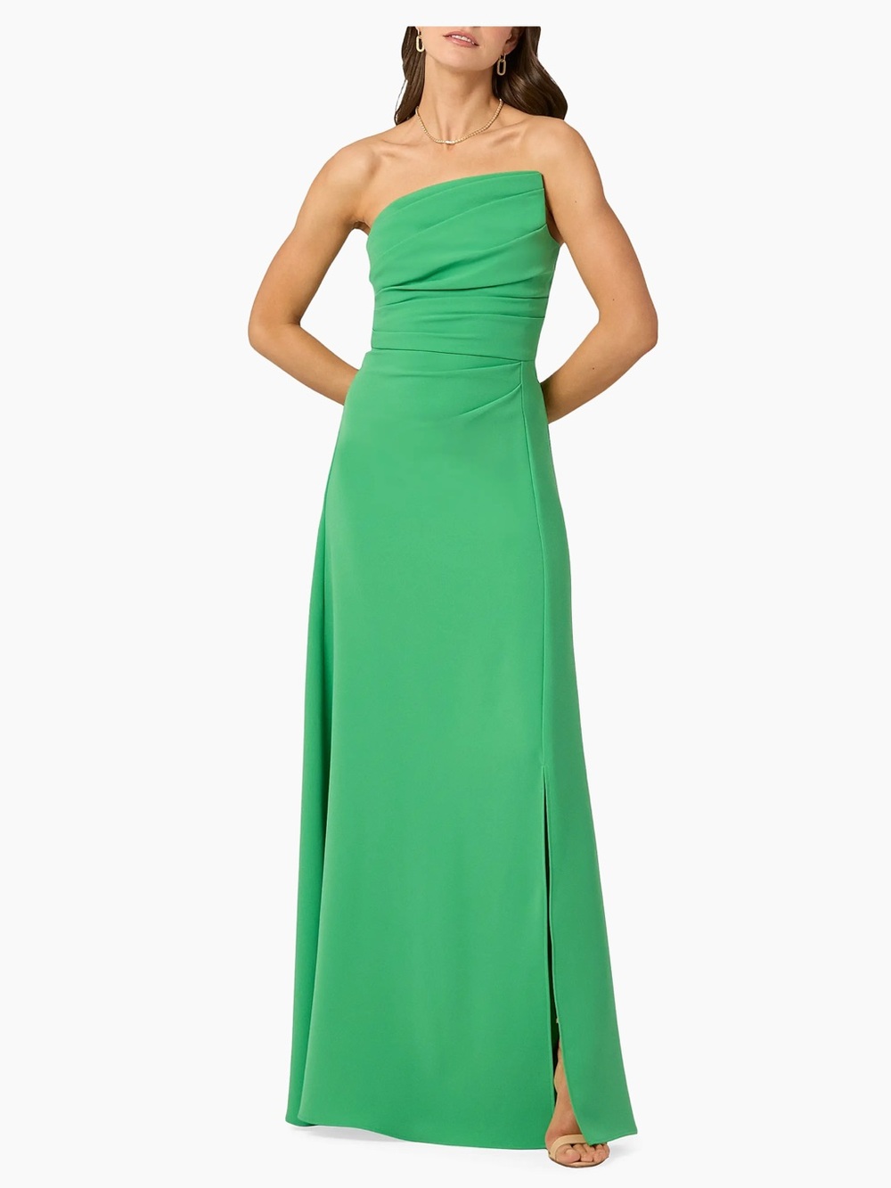 Shoshanna Strapless Emerald Green Column Gown